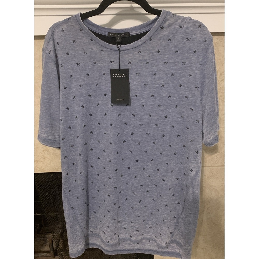 Robert Barakett Cartwright T-Shirt Sz XL Stretch, 5-Point Nautical Stars, Blue